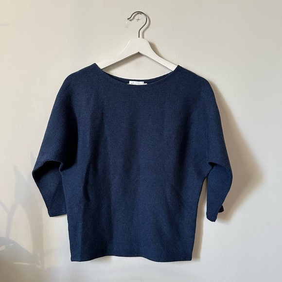 R Label The Reset Sweater Ribbed Pullover Dolman Sleeve in Midnight Size XS - Picture 3 of 7